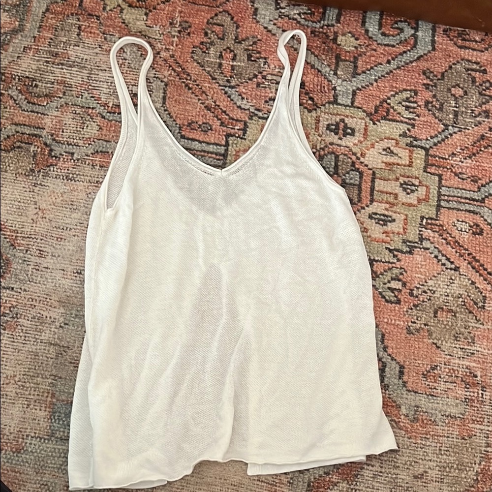 White knit Lululemon workout tank